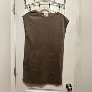 NWT Aritzia Wilfred Free vegan Faux Suede Nori Shift Dress Size XXS dark olive‎